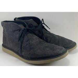 Toms Black Chukka Mateo Ankle Boots Black Charcoal Mens Size 9 Lace Up